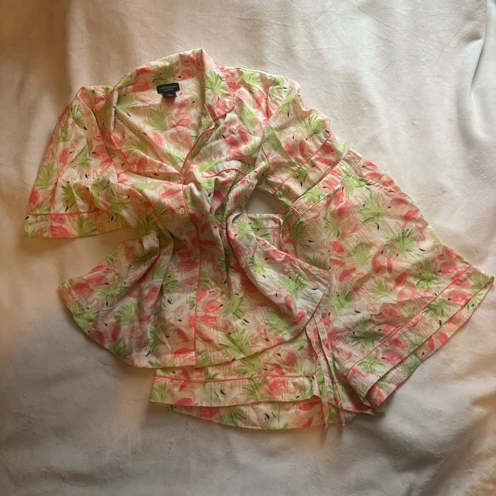 Cynthia Rowley Pink and Green Floral Pajama Set